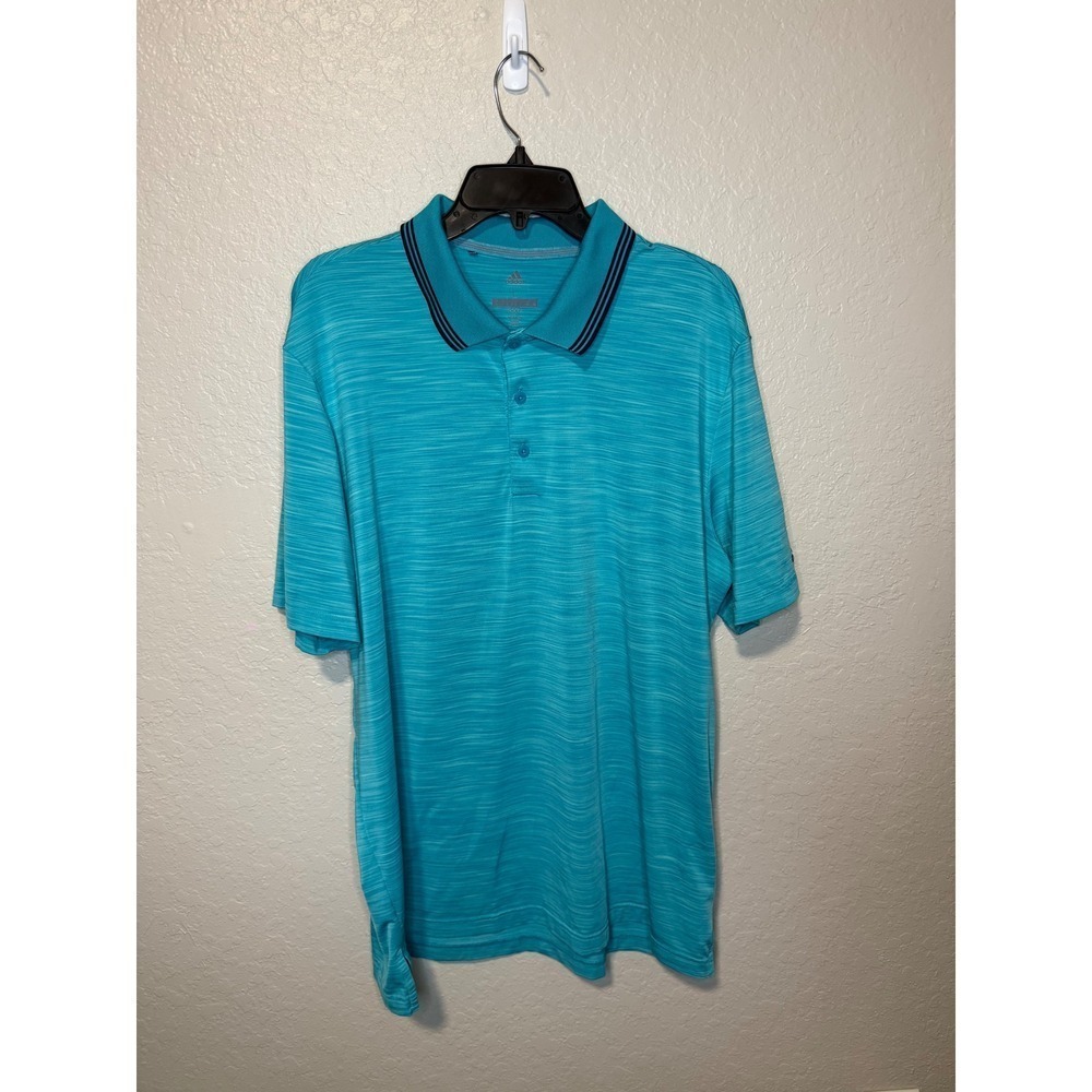 Adidas Golf Polo Shirt Mens Large L Turquoise Athletic Short Sleeve